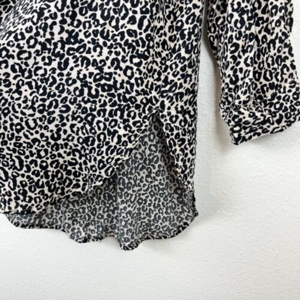 Grand & Greene Small Leopard Animal Print Roll Tab Long Sleeve Button Up Blouse - Picture 9 of 14